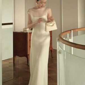 New, never worn - minimalist pure silk engagement / wedding dress.